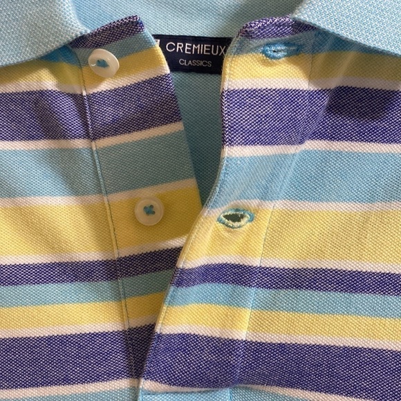 Cremieux Classics Mens Striped Short-Sleeve Polo Shirt, Blue, Yellow, Size S - Picture 7 of 8